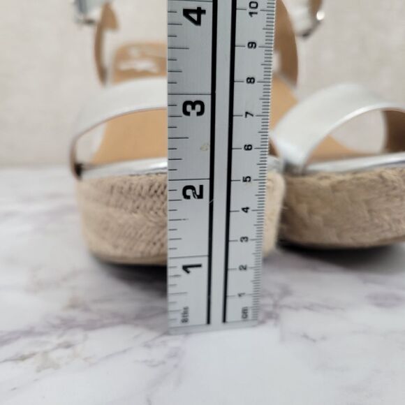 Report Citrine Espadrille Wedge Platform Heel Sandal Metallic Silver 11M - Picture 6 of 14